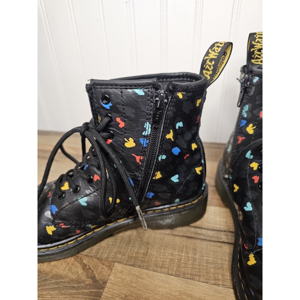 Dr. Martens Heart Printed Leather Combat Boots Youth Girls Size 4 #1460 - Picture 11 of 11